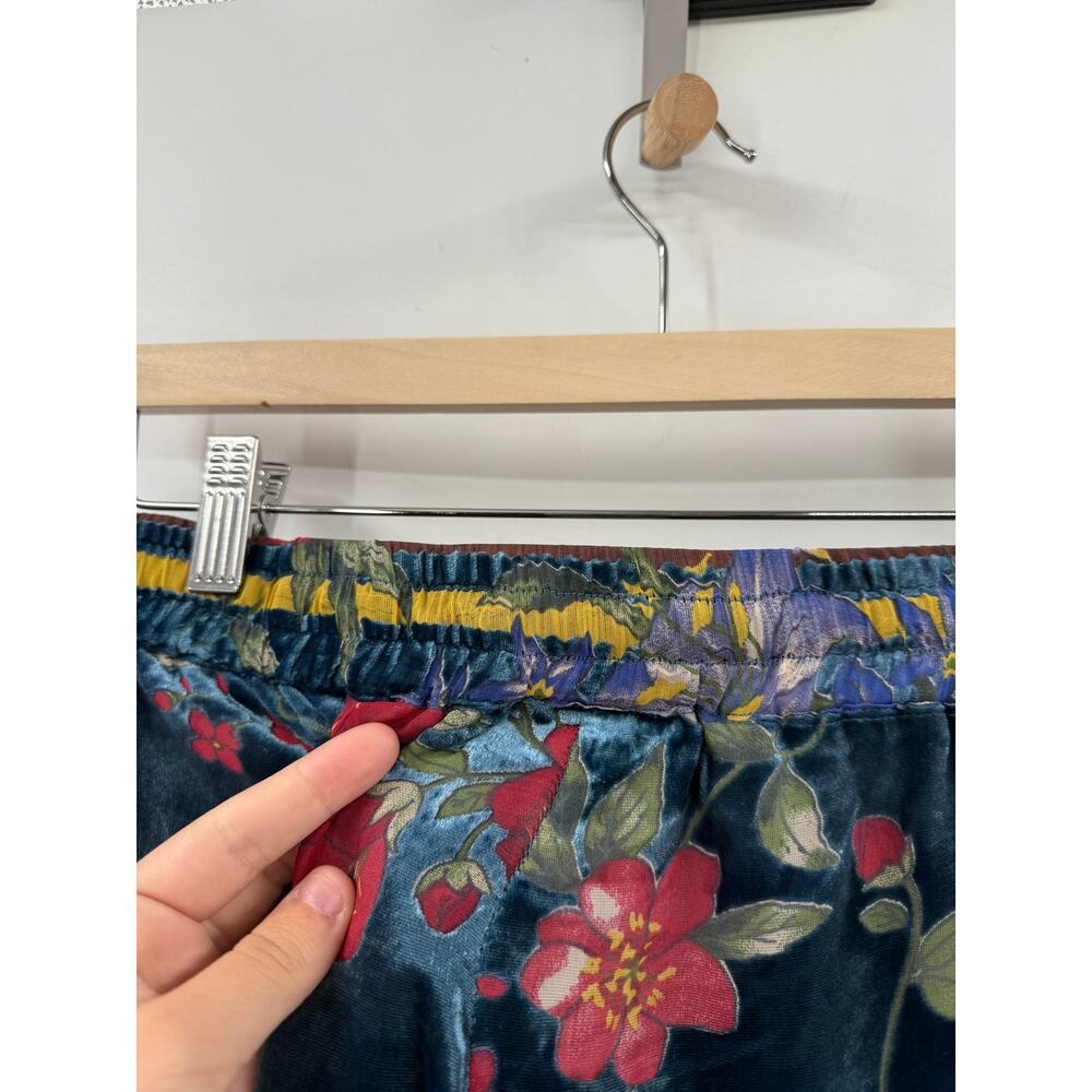 Johnny Was Halie Pants Lined Burnout Velvet Floral Boho Blue Multi - Picture 3 of 6